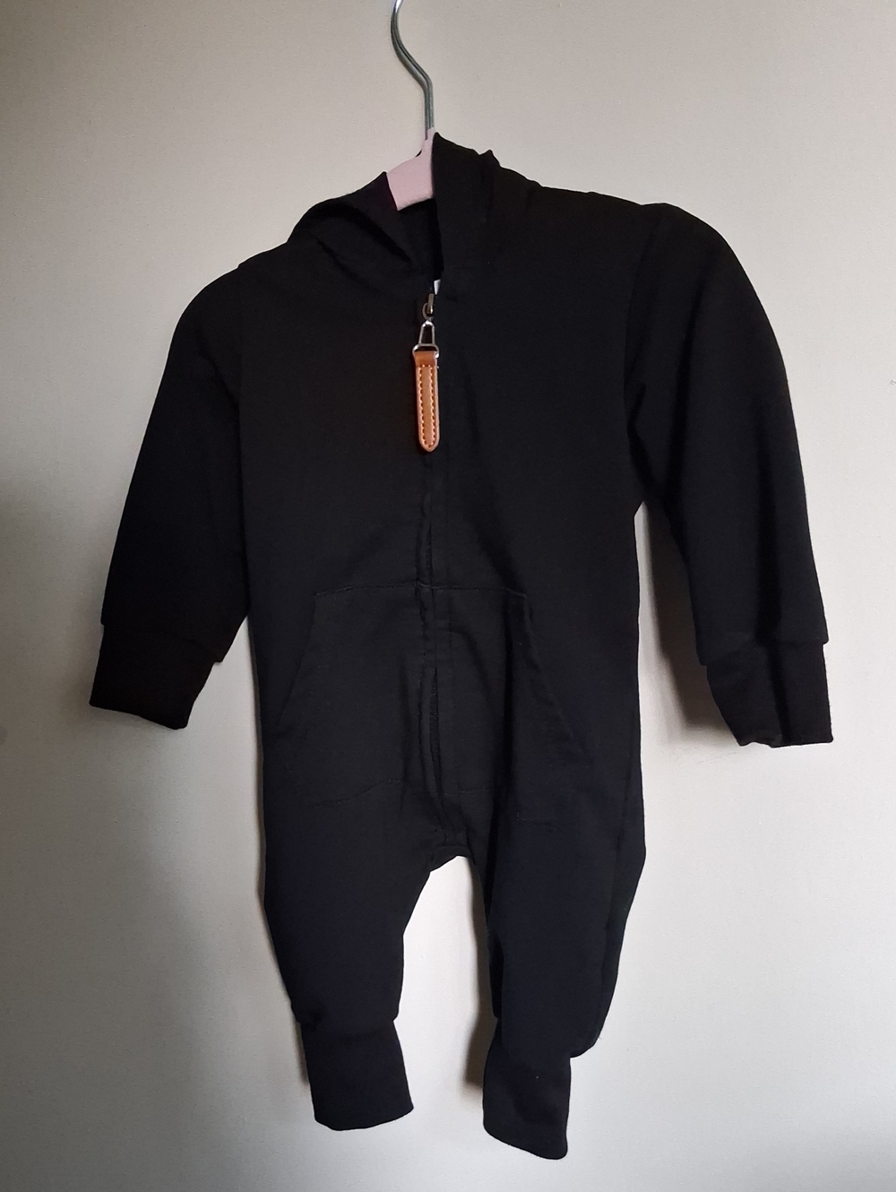 Black Hooded Baby One-Piece Romper